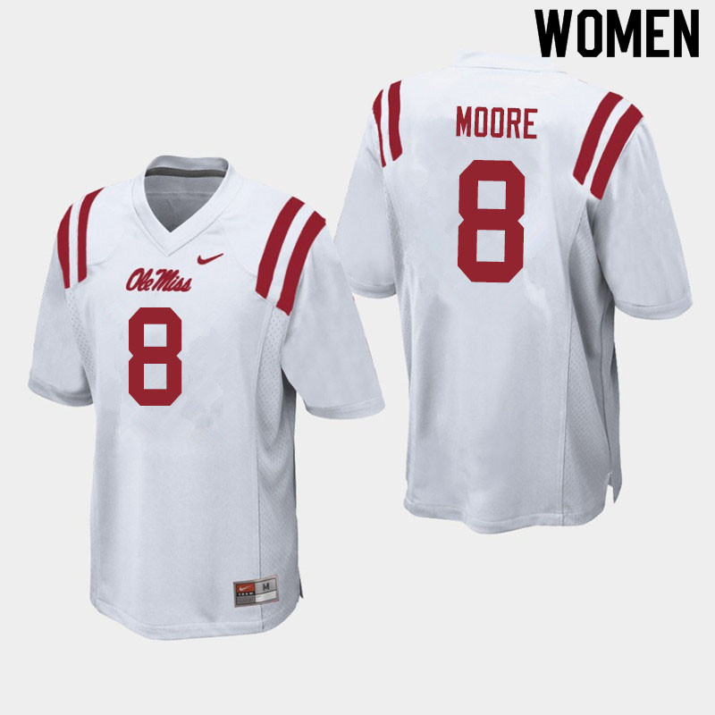 Elijah Moore Ole Miss Rebels NCAA Women's White #8 Stitched Limited College Football Jersey ZFF2758ZO